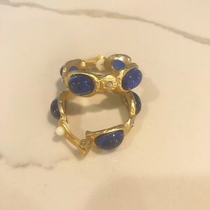 Kenneth J. Lane blue and gold clip on earrings